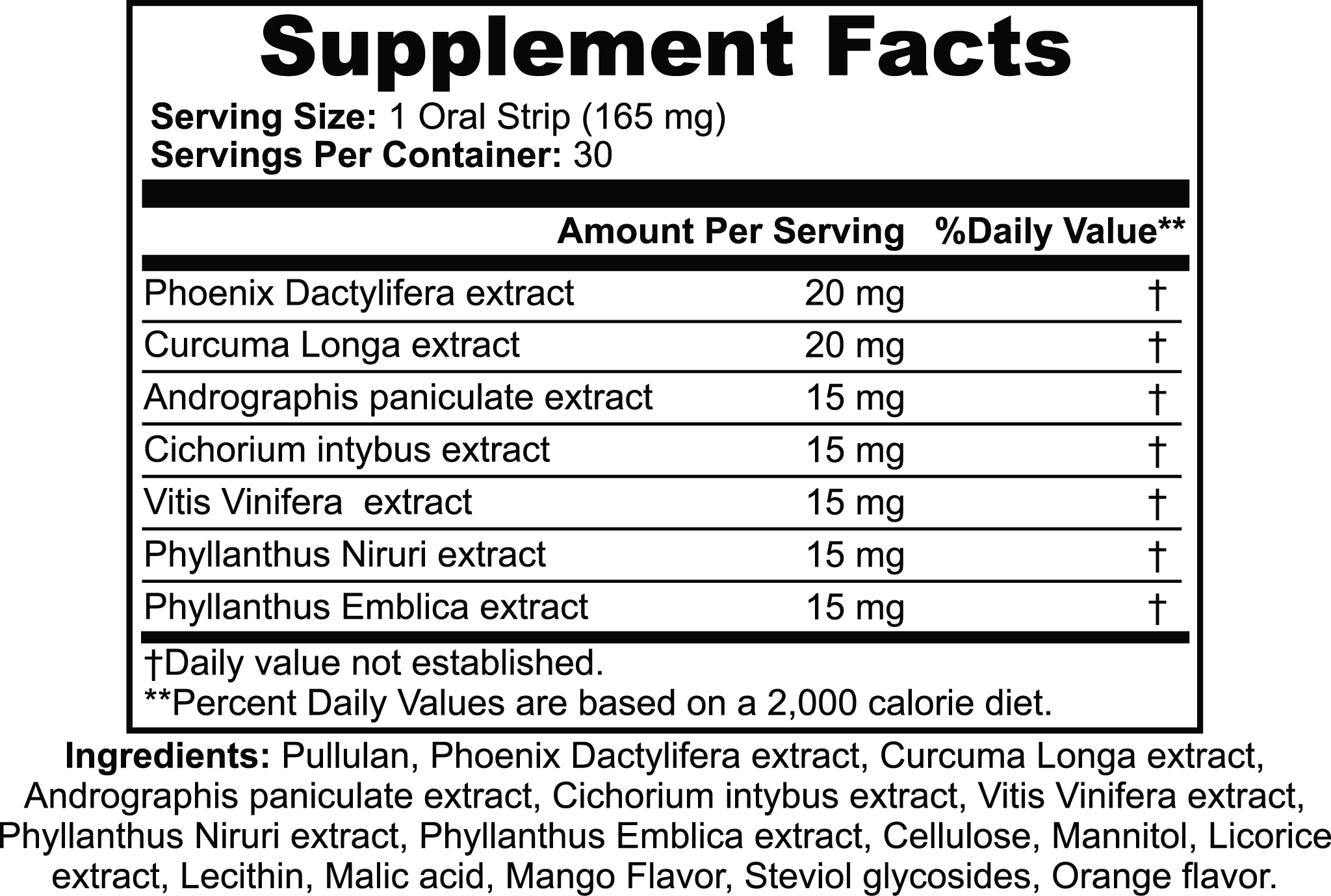 hangover strips supplement facts